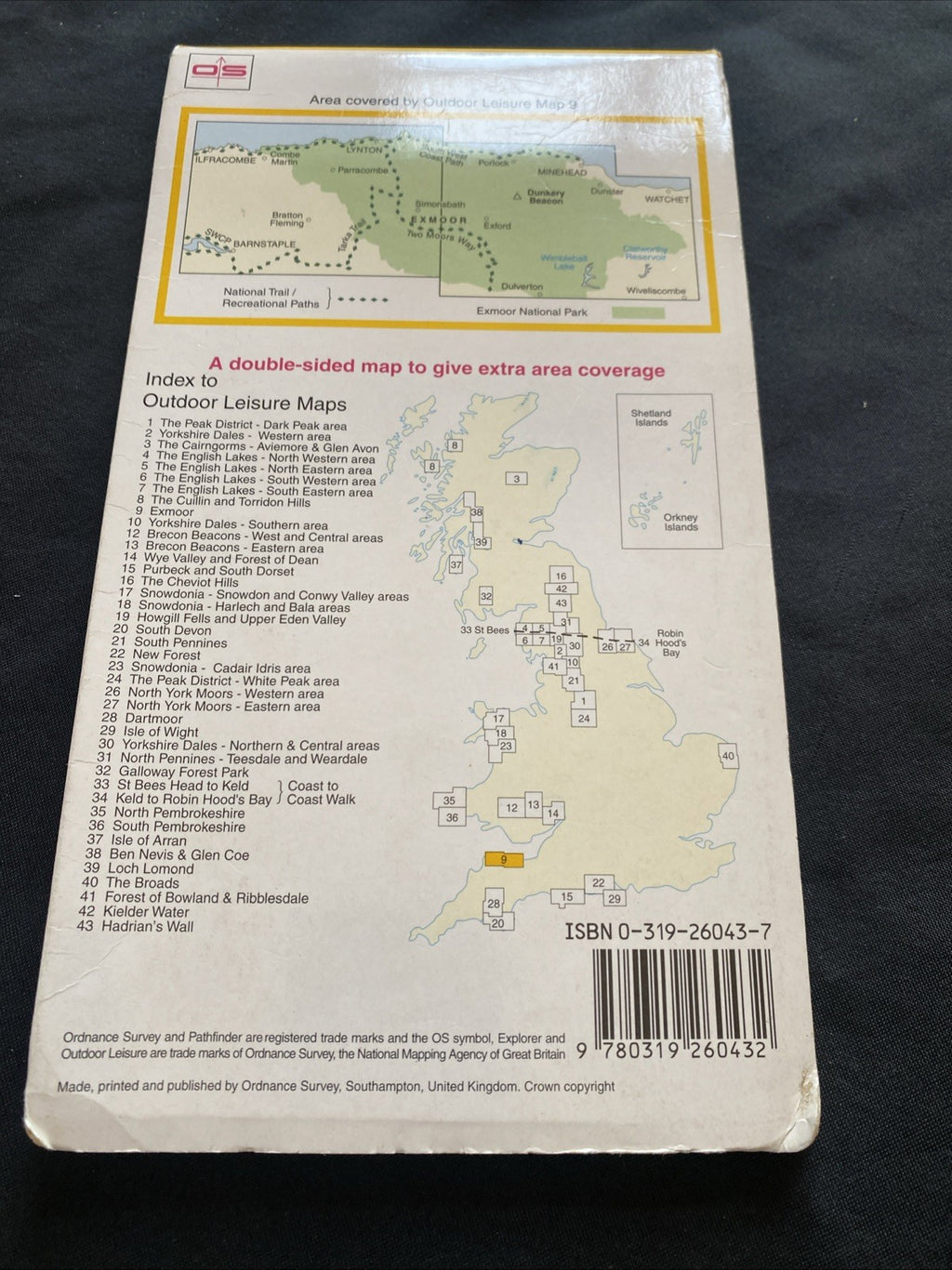 Exmoor inc National Park Ordnance Survey OS Explorer Map #9 1:25 scale (1235)