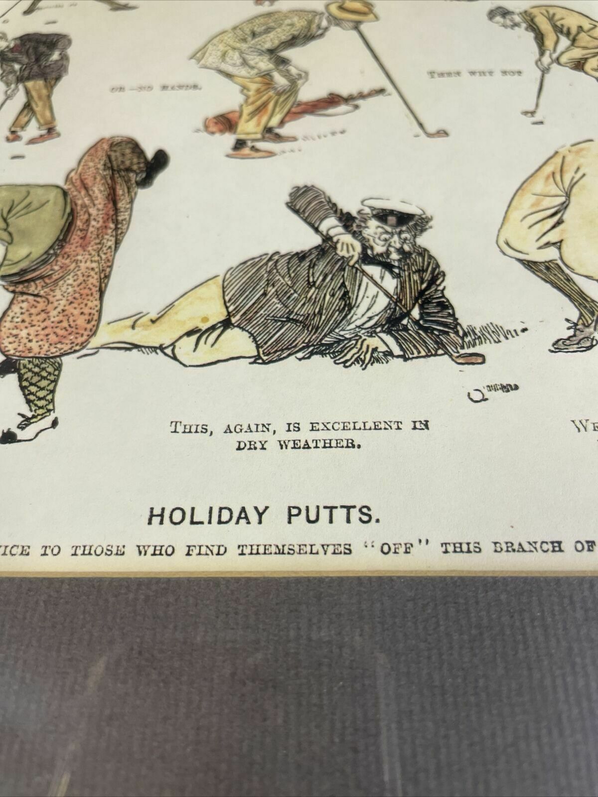 Vintage Print Holiday Putts by Mr Punch Framed Glazed 36cm x 31cm - (8139)
