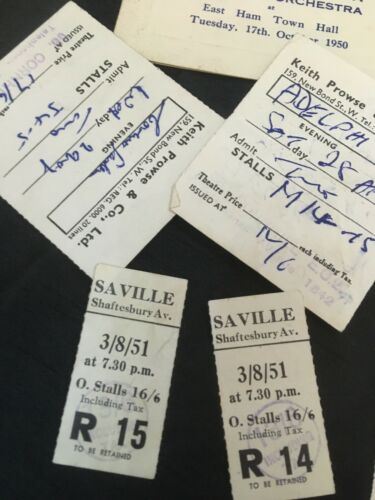 Theatre tickets 1950's Adelphi Savoy Saville and Carnival Ball programme 1950 - (2957)