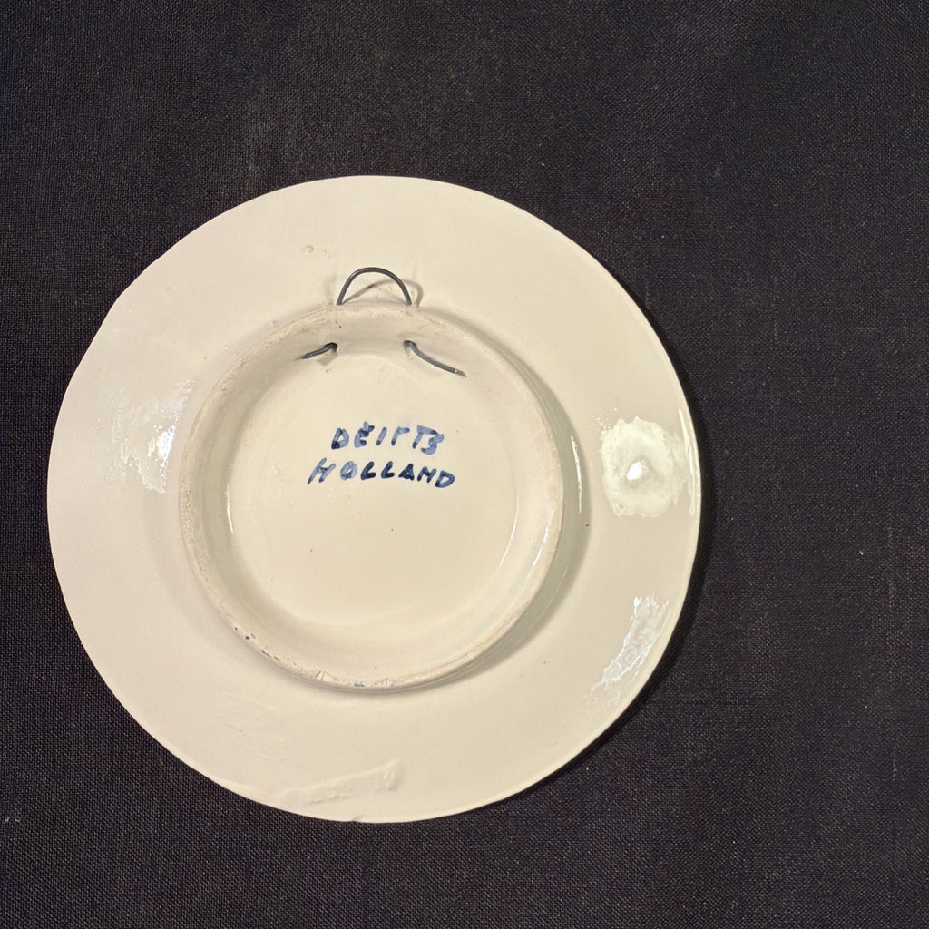 Vintage Delfts Blue Hand Painted Mini Hanging plate 12cm.D - (2051)