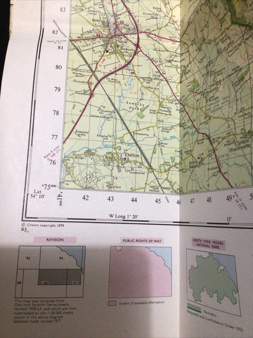 MAP - Ordnance Survey 1979 North York Moors Tourist Map One inch - (8655)