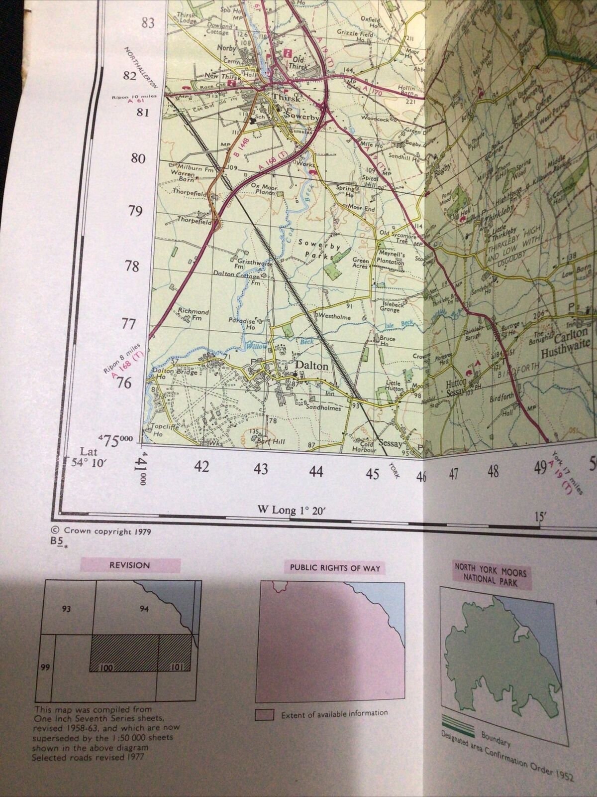 MAP - Ordnance Survey 1979 North York Moors Tourist Map One inch - (8655)
