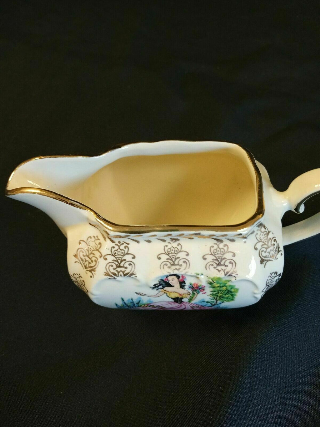 Vintage Sadler Cream Jug DAINTY MISS Gilded 7.5cm Tall - (7892)