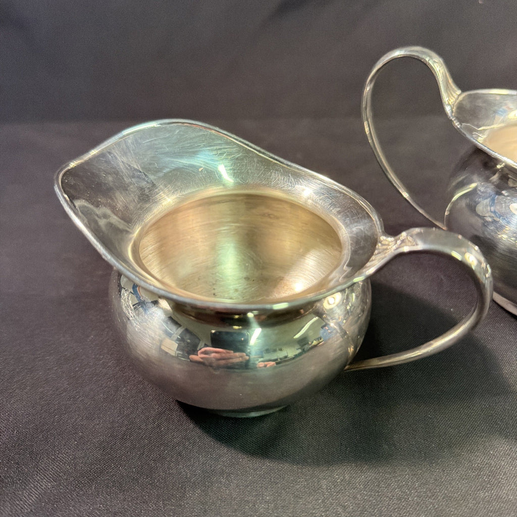 Silver Plate 1920's Sugar Bowl and Creamer Excellent Condition - (2059)