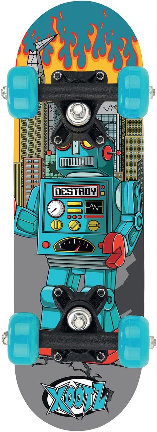 Xootz Mini Skateboard 17" Kids age 3+ Blue Robot Design