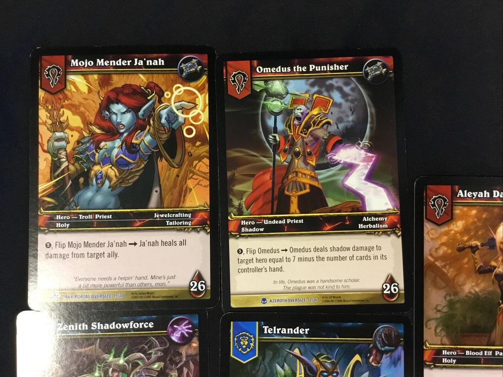 WOW World of Warcraft Oversize cards job lot Zenith, Telrander, Ja'nah, Omedus, Aleyah - (7308)