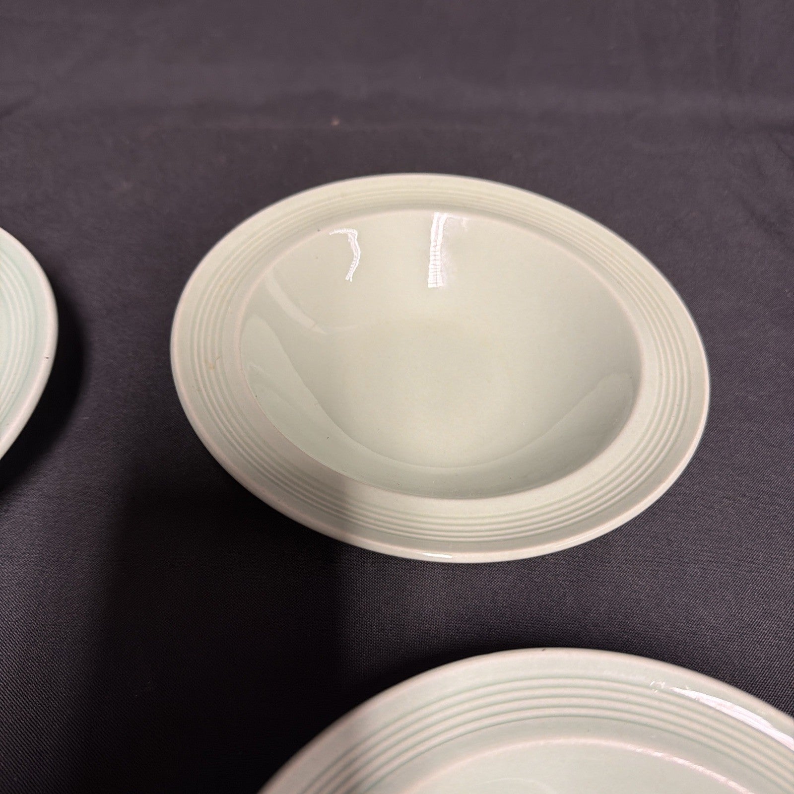 Wood's Ware Beryl Utility Green 1940's Ceramic Cereal Bowls x 4 GC - (1916) 