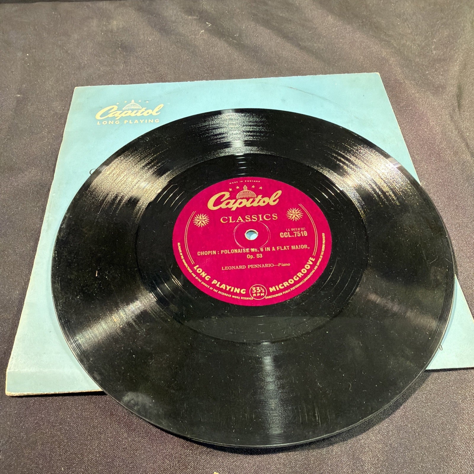 VINYL RECORD - Pennario; Chopin OP53, Debussy Clair De Lune, Liszt Liebestraum