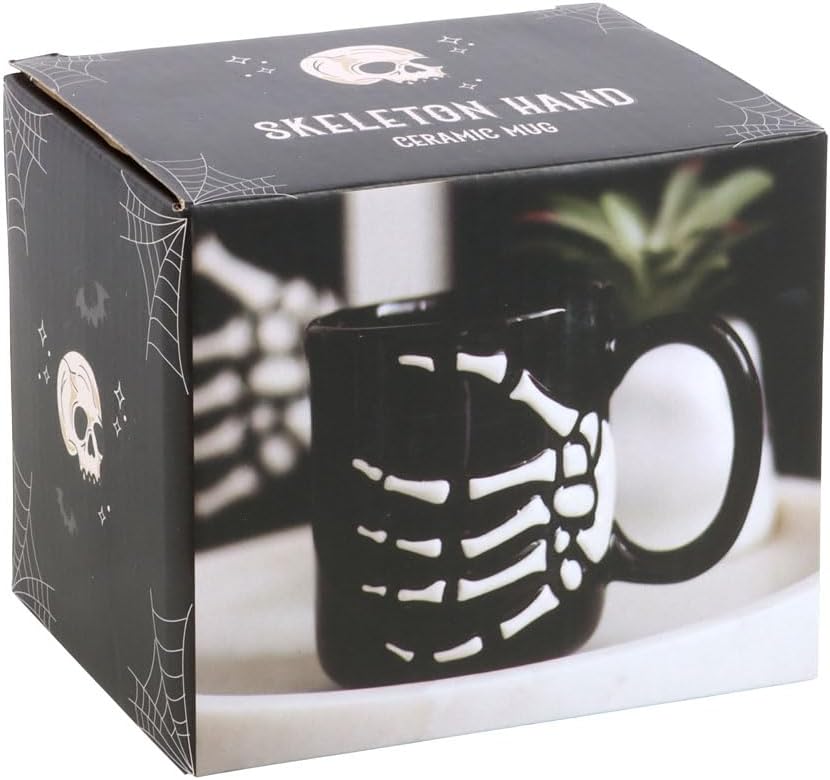 Mug Ceramic Boxed - Skeleton Hand, Creepy coffee / tea mug