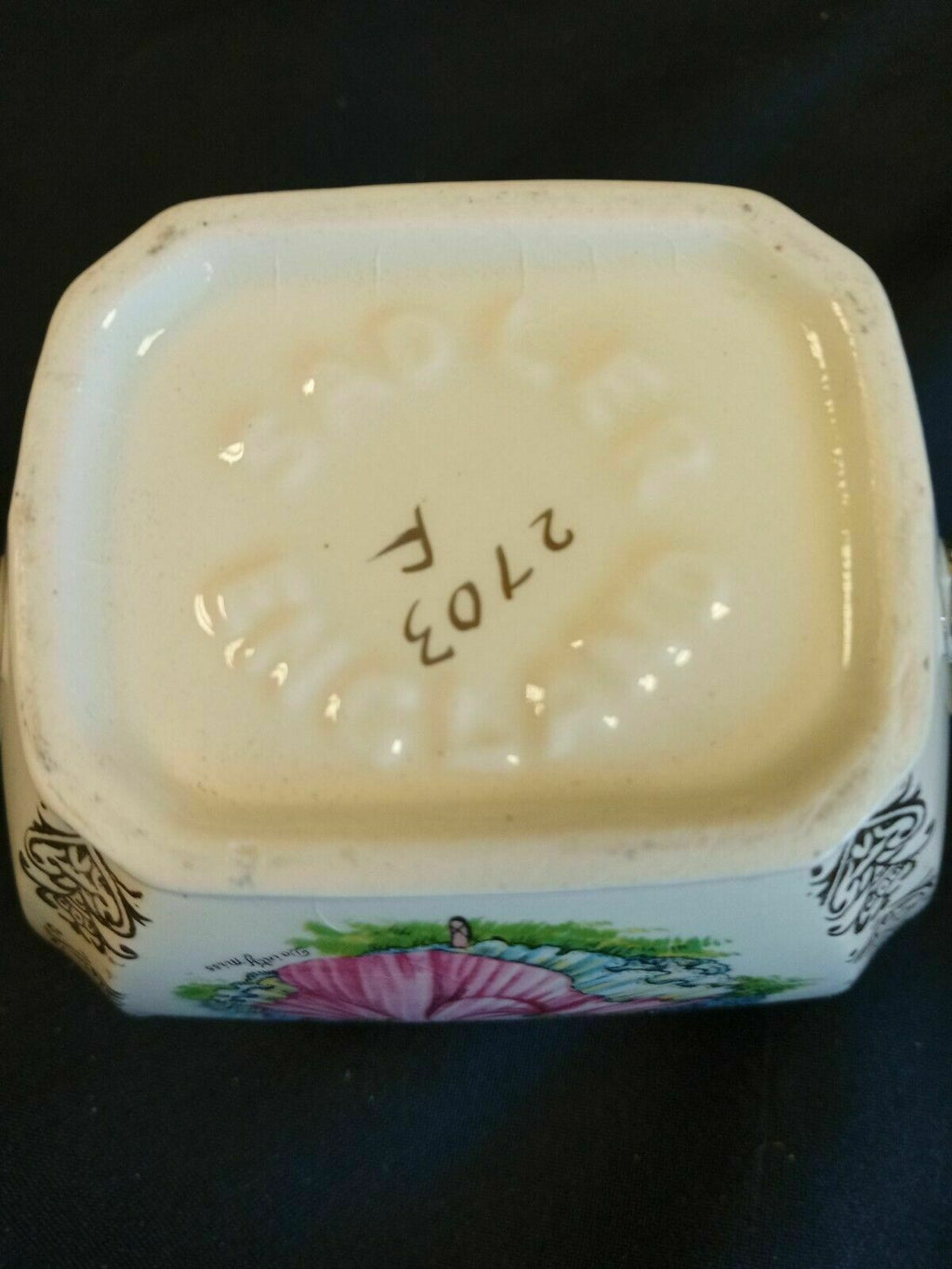 Vintage Sadler Sugar Pot  DAINTY MISS Gilded 9.5cm Tall - (7893)