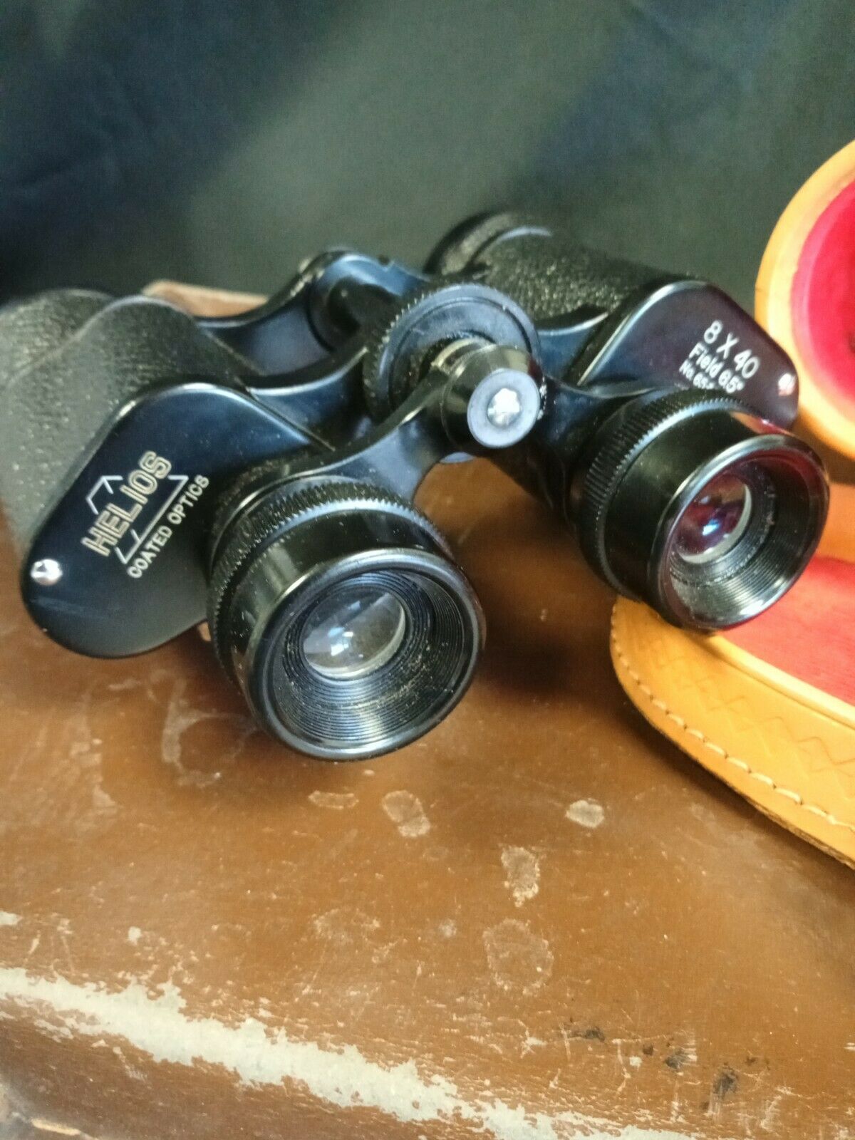 HELIOS Vintage Binoculars 8x40 F6.5 Original Leather case + Vintage case (7984