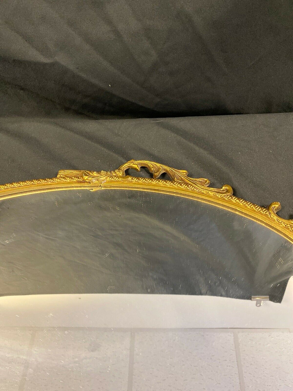 Antique Metal Gilt framed oval mirror 66cm high portrait (7383)
