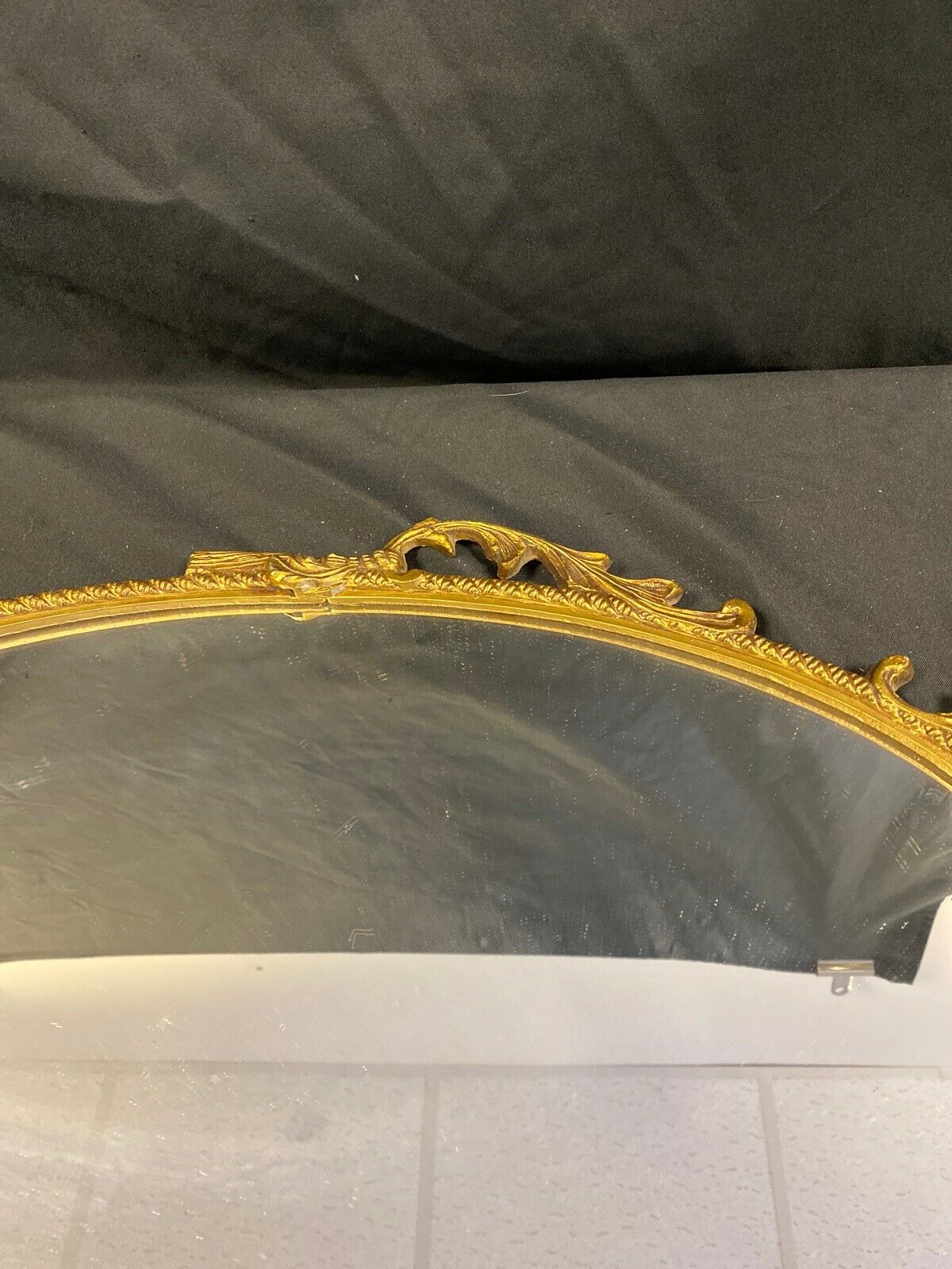 Antique Metal Gilt framed oval mirror 66cm high portrait (7383)