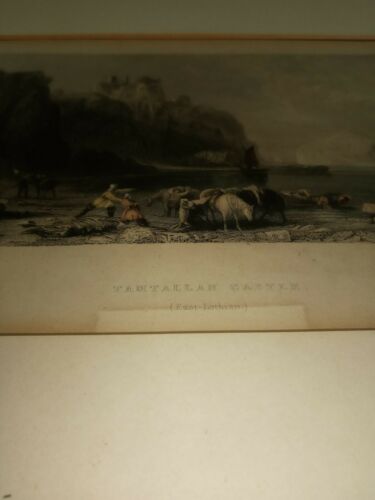 T. Allom R. Sands  1836 Engraving - Tamtallan Castle East-Lothian - Framed (7014