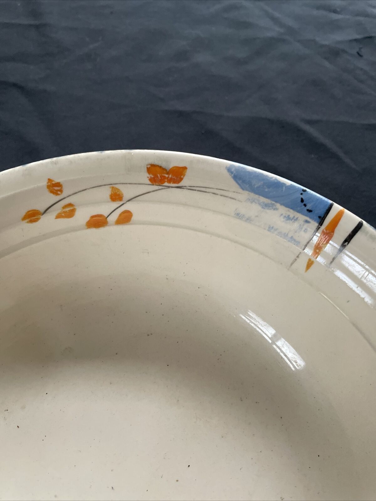 Antique Cream Bowl hand painted 220 diameter rare item - 9396