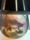 Magic Lantern Victorian Glass Round Handpainted Slide Ship in rough Sea - (1081)