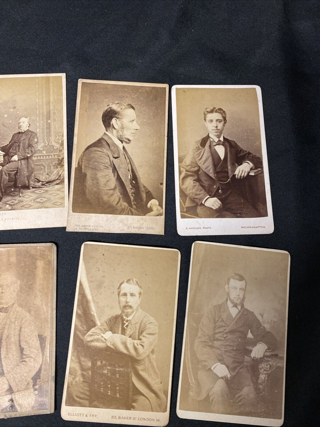 Victorian Carte De Vista CDV's x 8 Features Gentlemen Seated London - (5443)