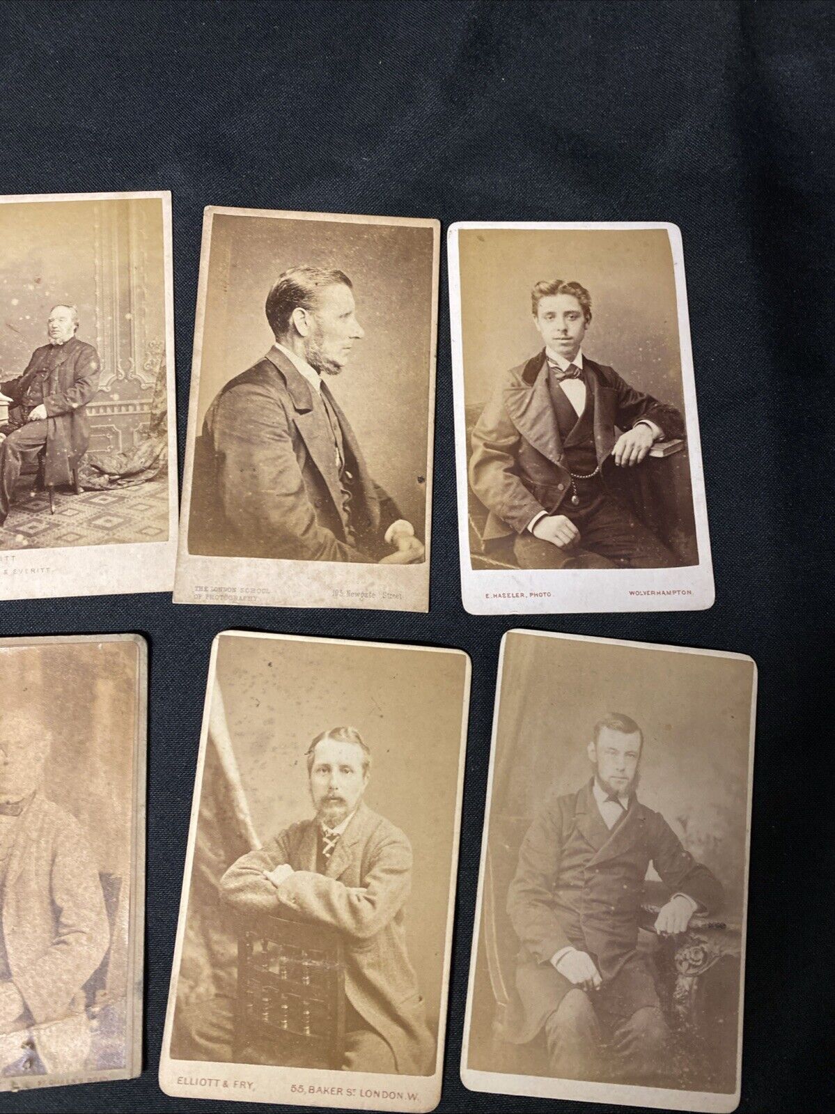 Victorian Carte De Vista CDV's x 8 Features Gentlemen Seated London - (5443)