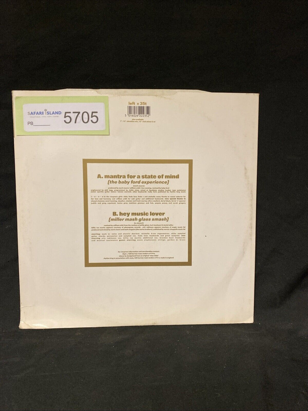 VINYL RECORD S'Express Mantra for a state of mind The Baby Ford Experience (5705