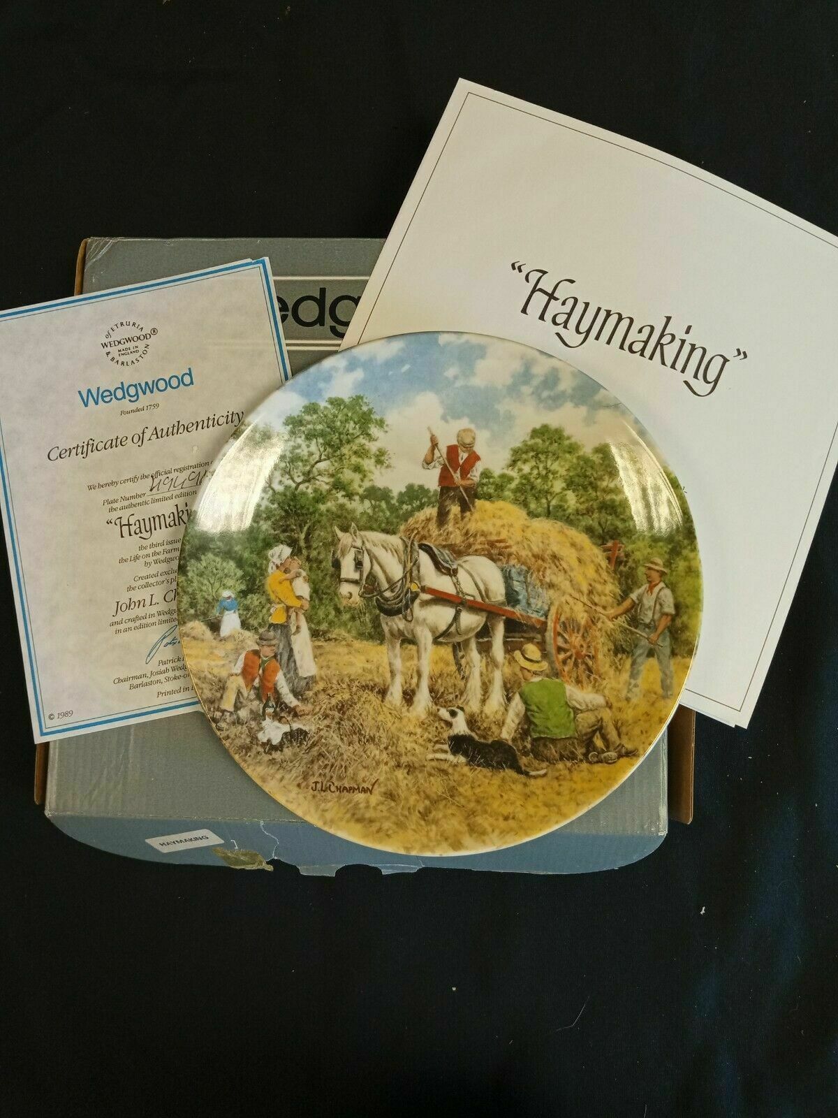 Wedgwood Queensware Collectors Boxed Plate Limited Edition 1989 Haymaking (7876)