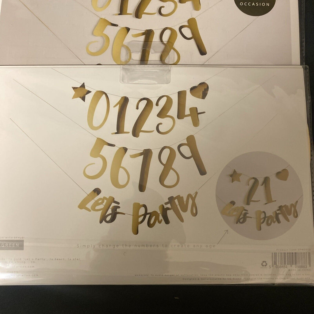 Club Green - Create Your Own Banner - x 2 packs GOLD Party Birthday (5334)