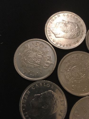 Spain Spanish 50 PTAS Coins x 7 - 1970's to 1980's - (2809)