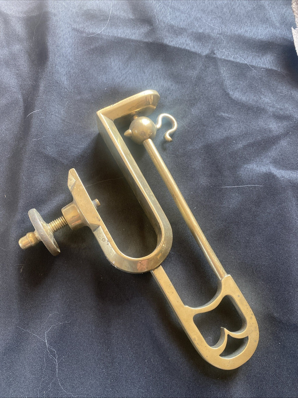 Polished Bronze Meat Jack Holder with an Iron Basting Spoon RARE Antique (1043)