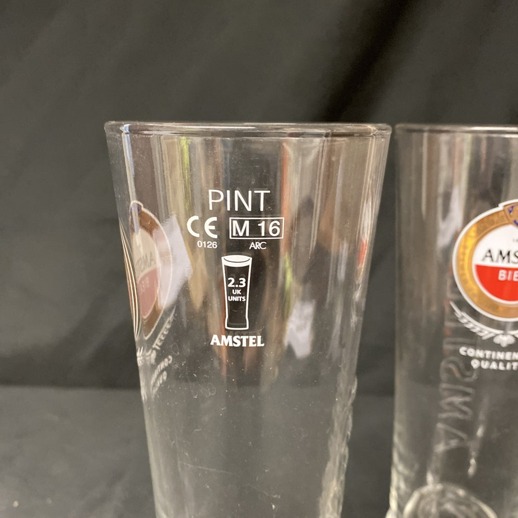2X Amstel Bier Continental Quality Pint Glasses Lager Drinks Home Bar Pub (1332
