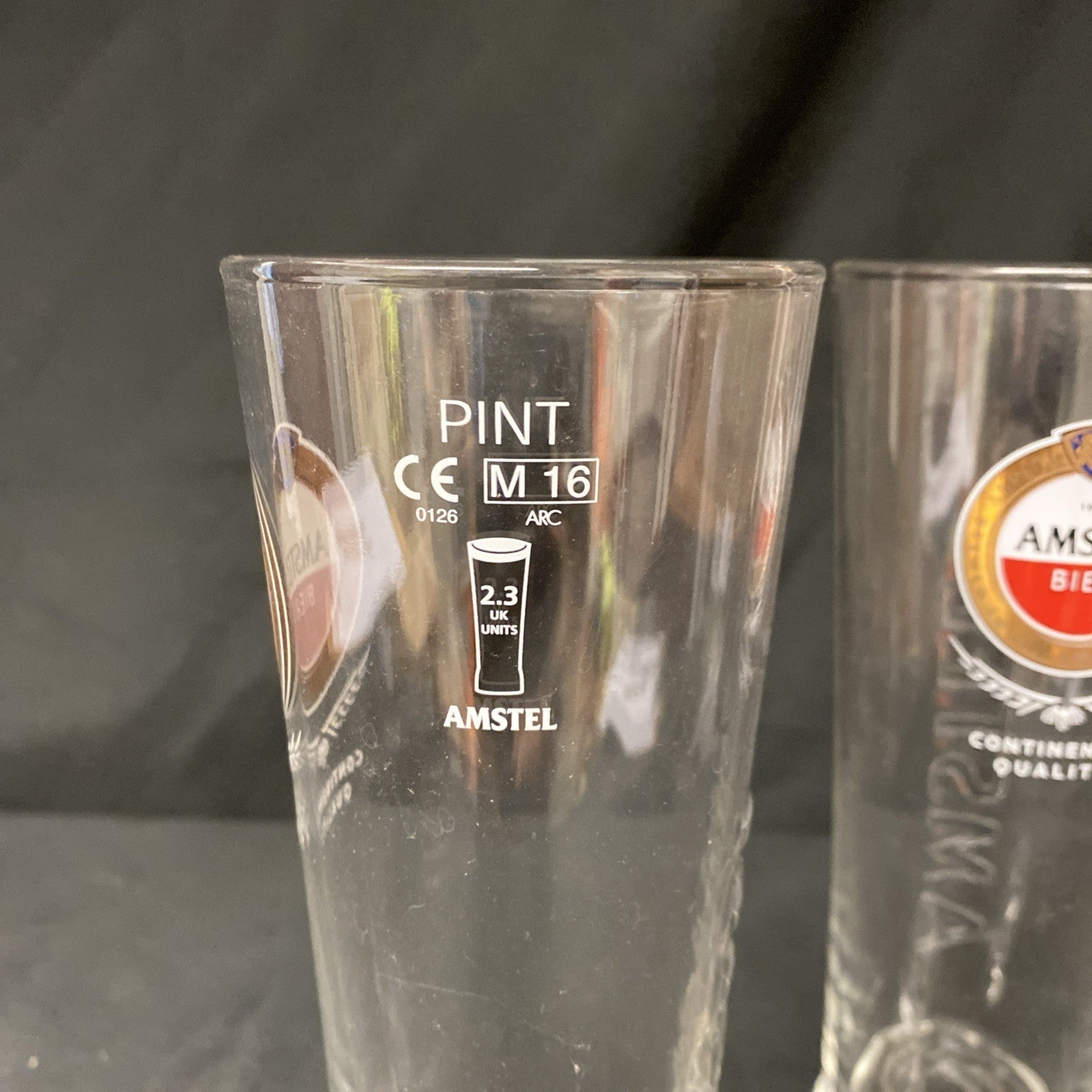 2X Amstel Bier Continental Quality Pint Glasses Lager Drinks Home Bar Pub (1332