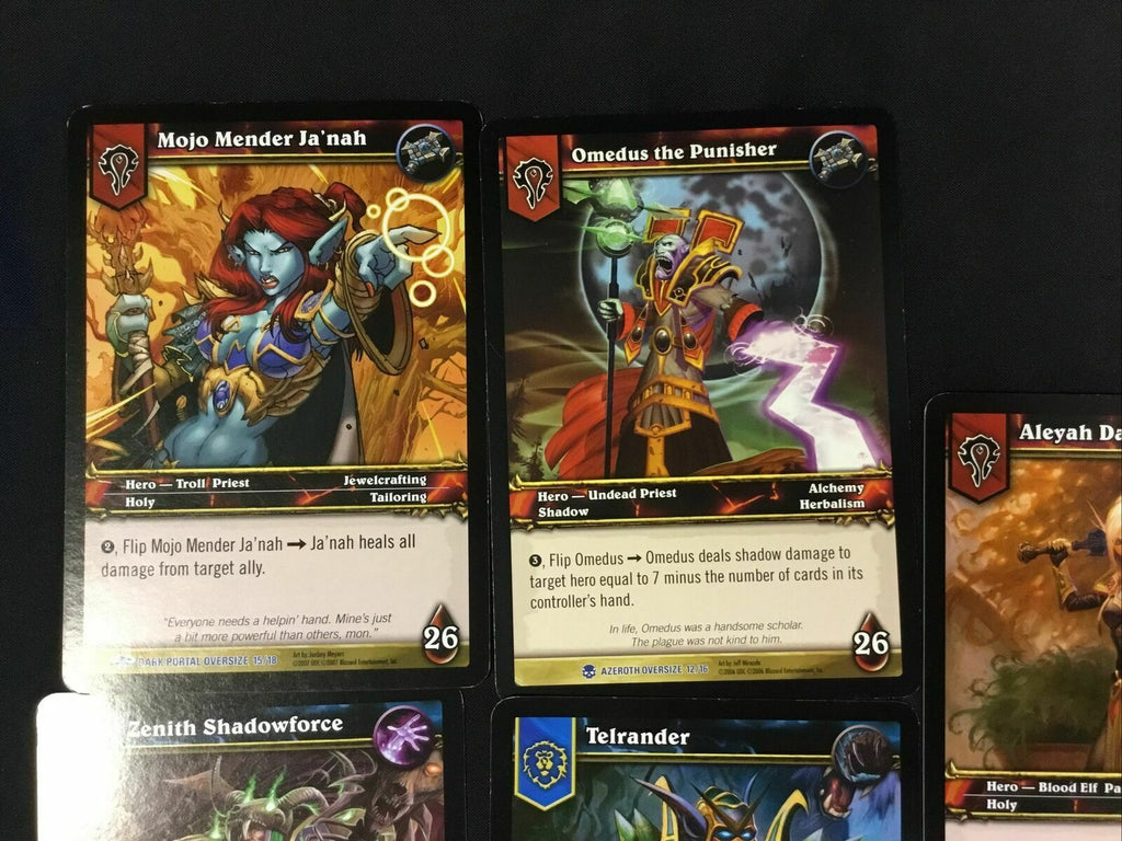 WOW World of Warcraft Oversize cards job lot Zenith, Telrander, Ja'nah, Omedus, Aleyah - (7308)