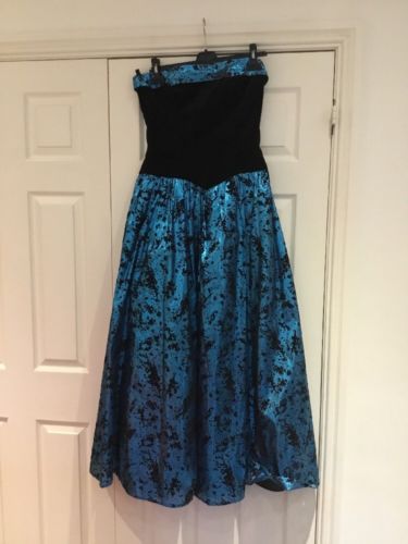 Marion Donaldson Vintage 1980’s Dress Blue + Black Velvet Prop Collectors (2537)