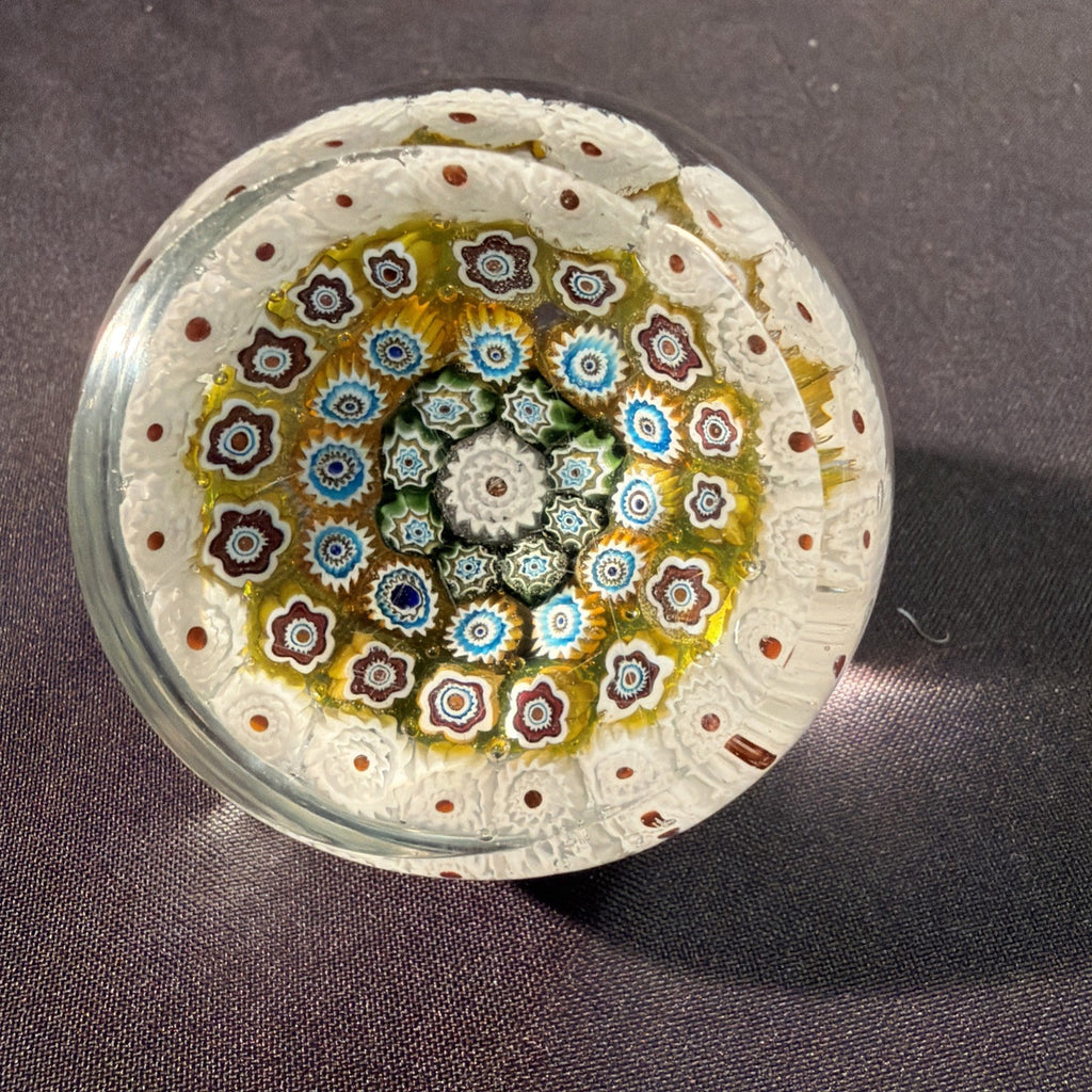 Murano Italian Millefiori Glass paperweight 1970's Vintage  6cm D.- (2088)