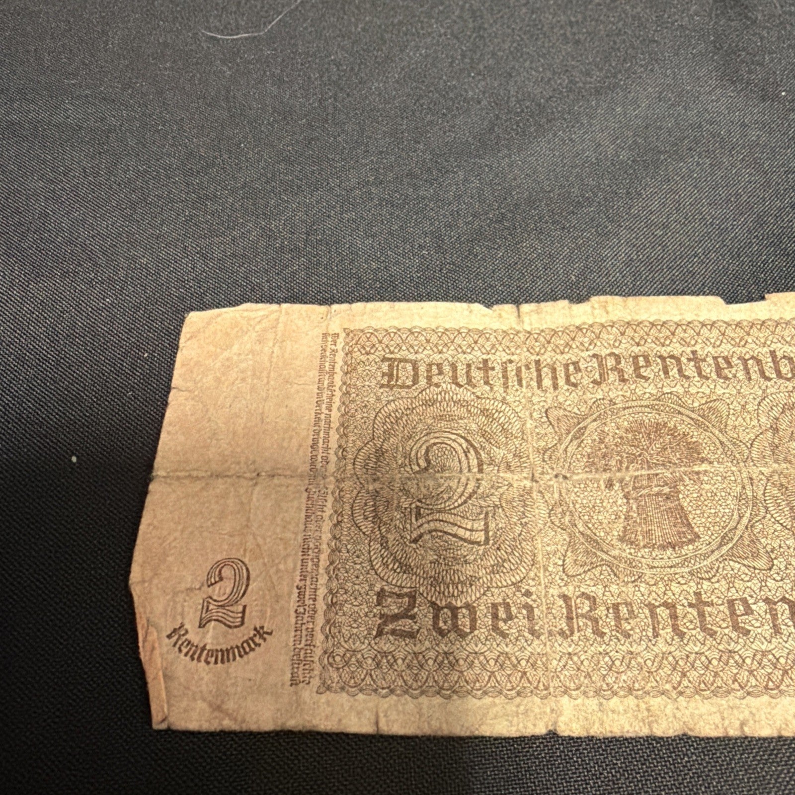 Bank Note Antique 2 Rentenmark Berlin 1937 German Banknote Circulated - (2320)