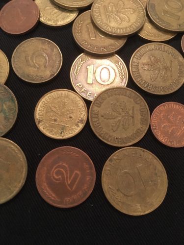 Germany 10 / 5 / 2 / 1 Pfennig coins x 37 - 1949 to 1980 - (2808)