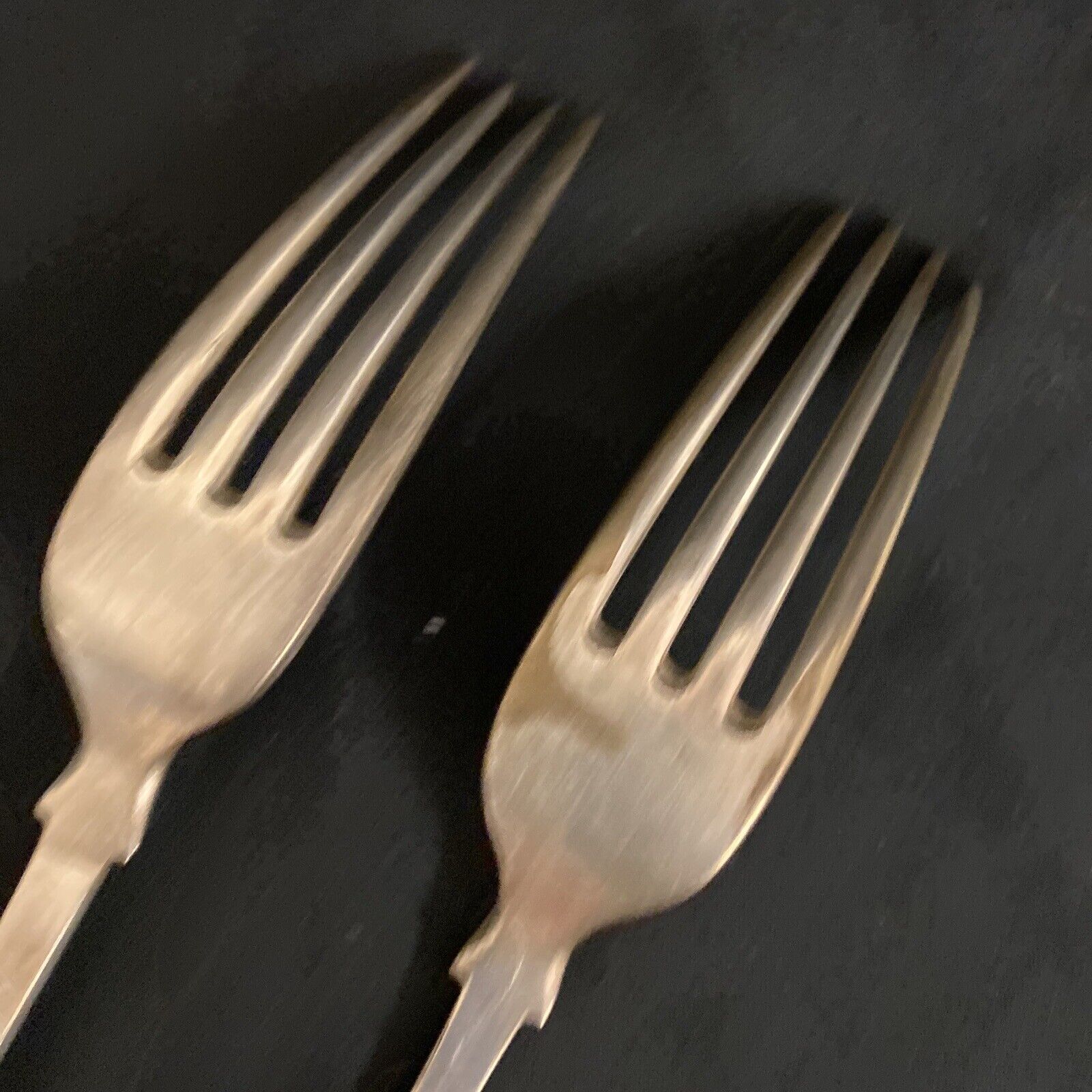 Antique Pair Silver Plate Forks Thomas Latham Ernest Morton c1896 Birm. - (9160)