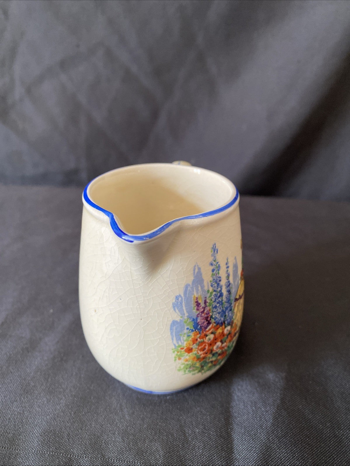 Antique Cream Jug Oxford Backstamp Sadler? Crinoline Lady Design 8cm tall (5832)