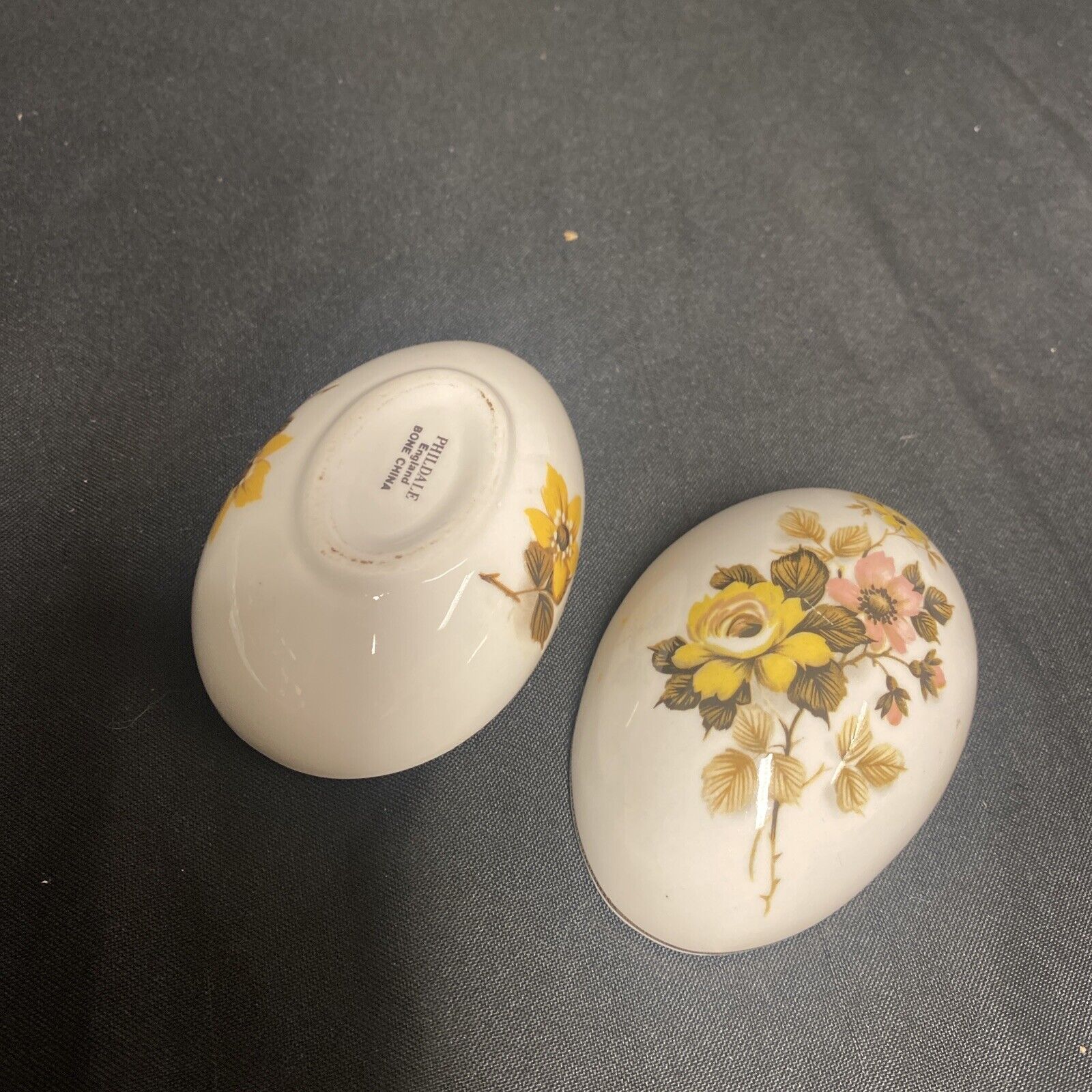 Trinket Box EGG - Phildale England Bone China Floral Design - (9316)