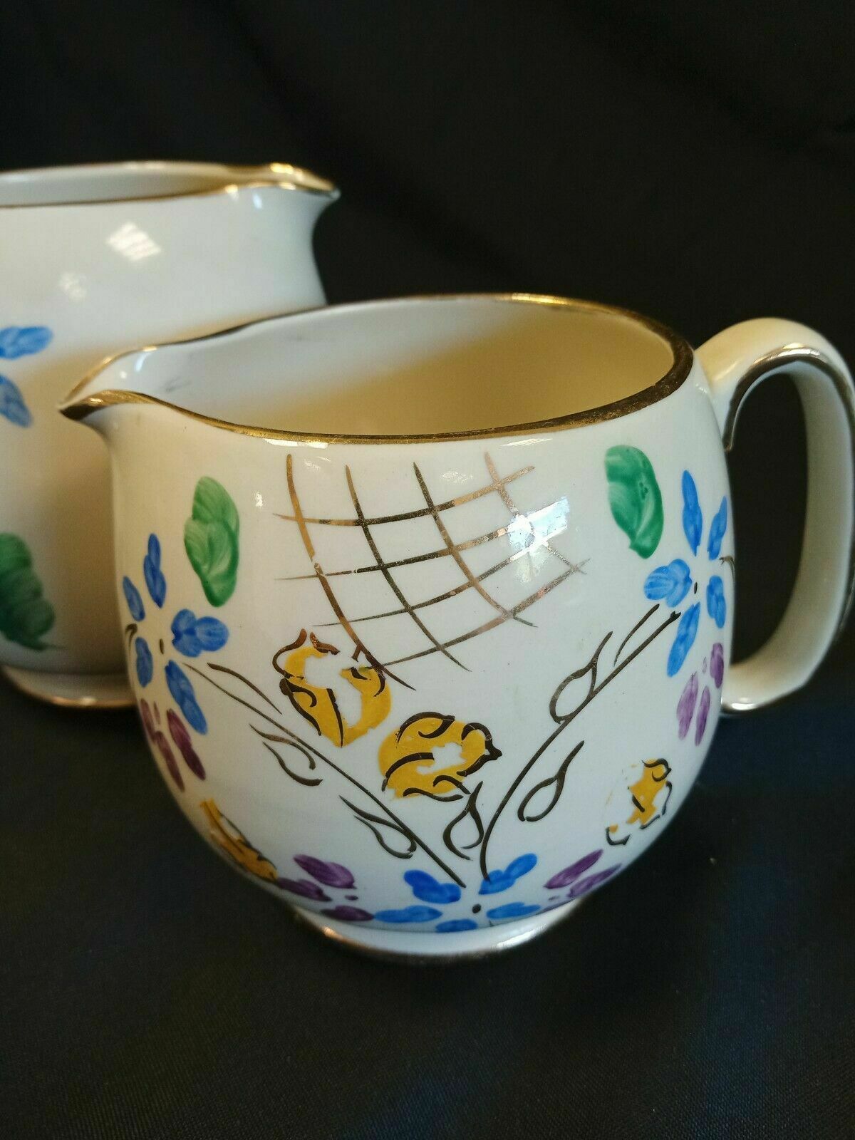 Sadler milk Jug x 2 Gilt edge - Vintage nice condition - (7894)