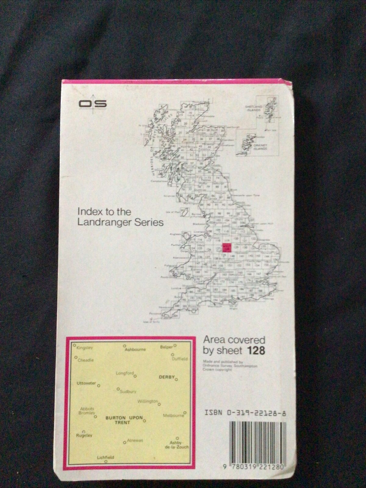 MAP - Ordnance Survey 2cm-1km '87 Landranger#128 Derby Burton upon Trent (8674