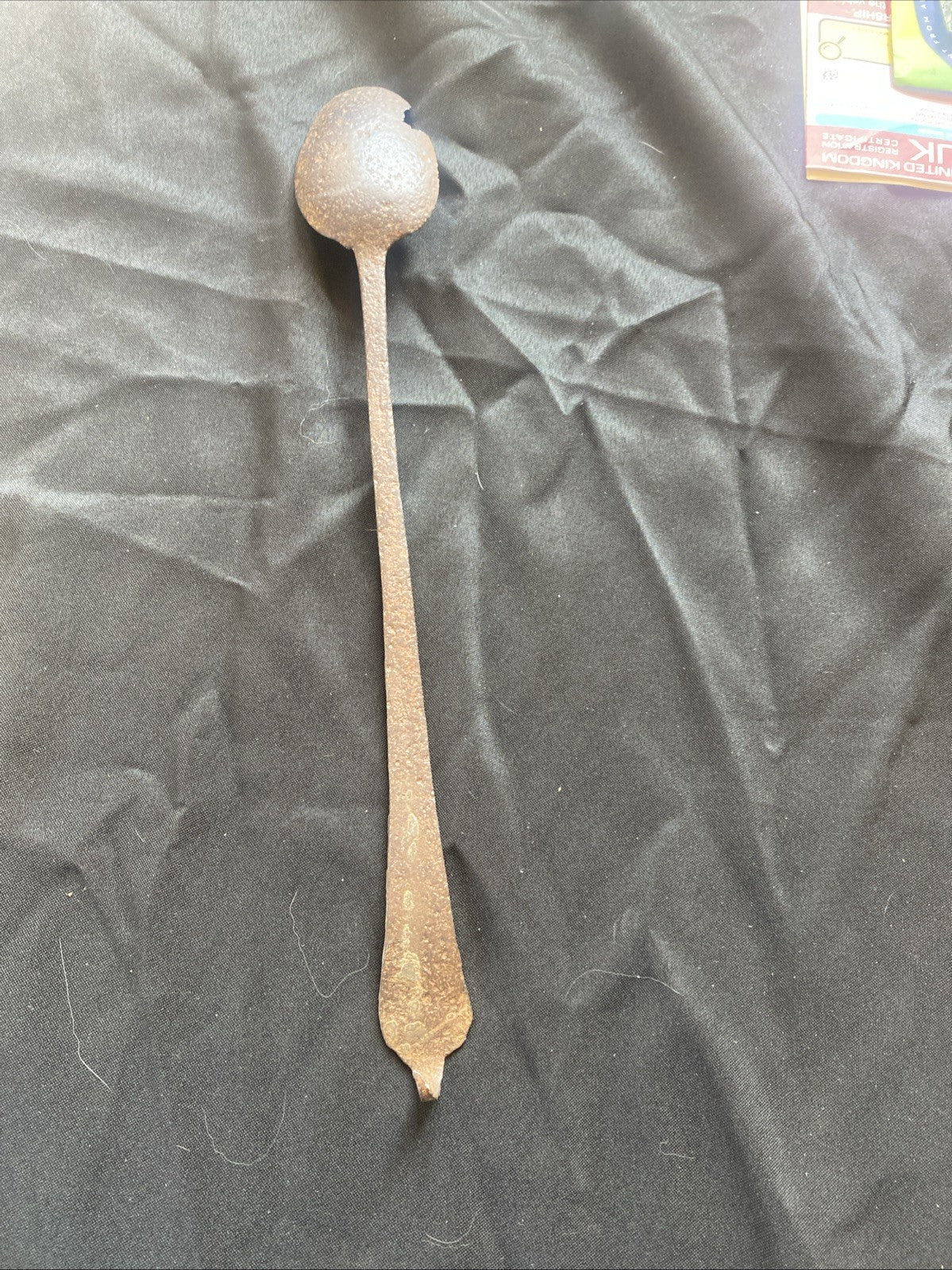 Polished Bronze Meat Jack Holder with an Iron Basting Spoon RARE Antique (1043)