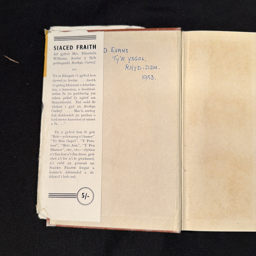 Siaced Fraith, Elizabeth Williams - Welsh Language book - (1876)