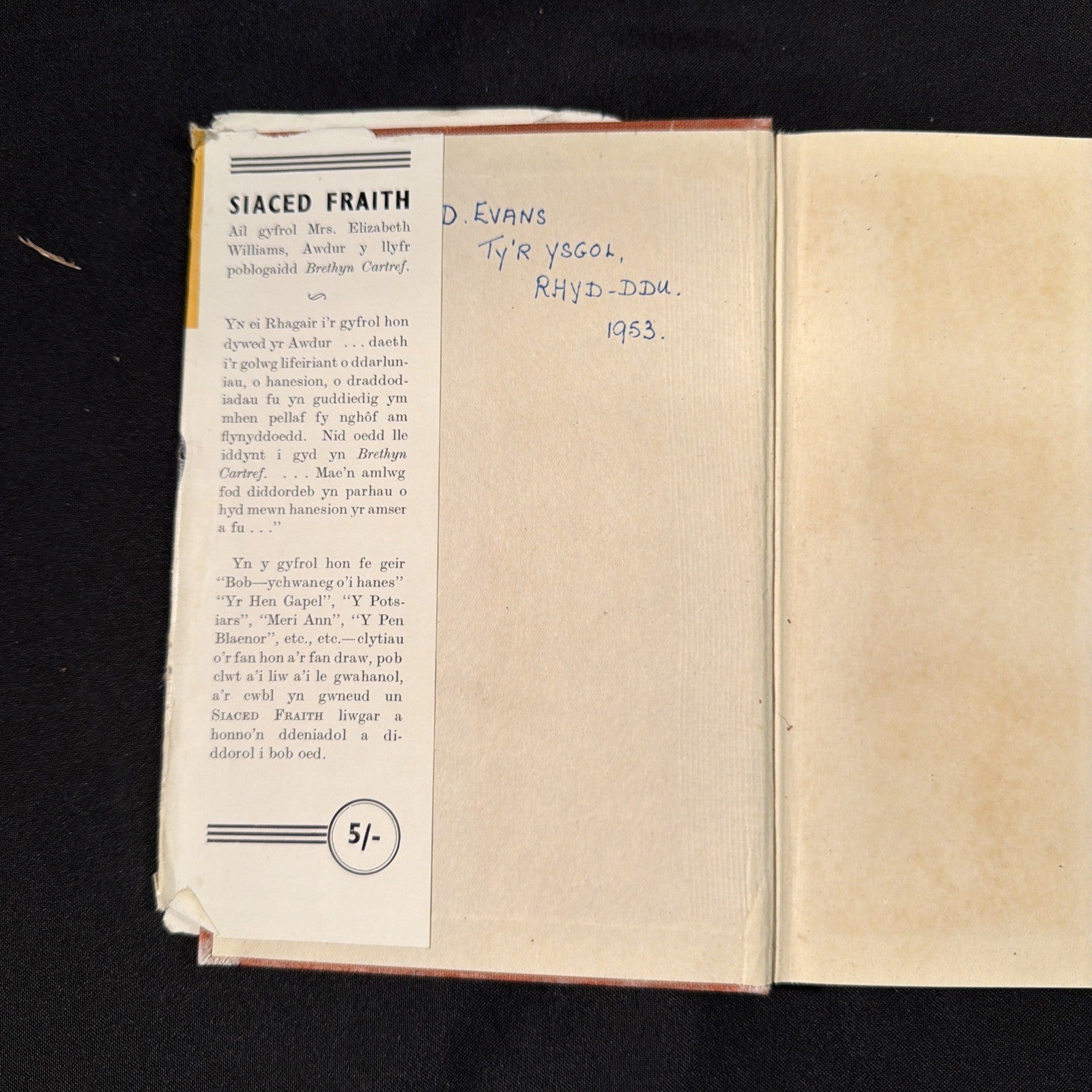 Siaced Fraith, Elizabeth Williams - Welsh Language book - (1876)