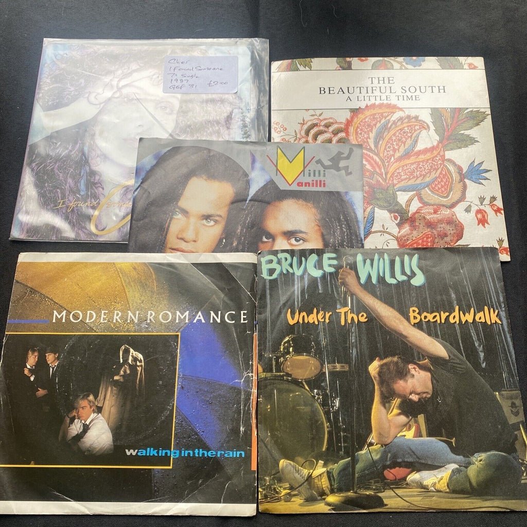 Vinyl Records 7" Singles 5 x 80's Cher, The beautiful South, Bruce Willis -9442