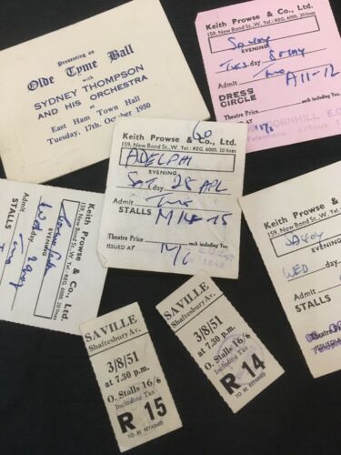 Theatre tickets 1950's Adelphi Savoy Saville and Carnival Ball programme 1950 - (2957)