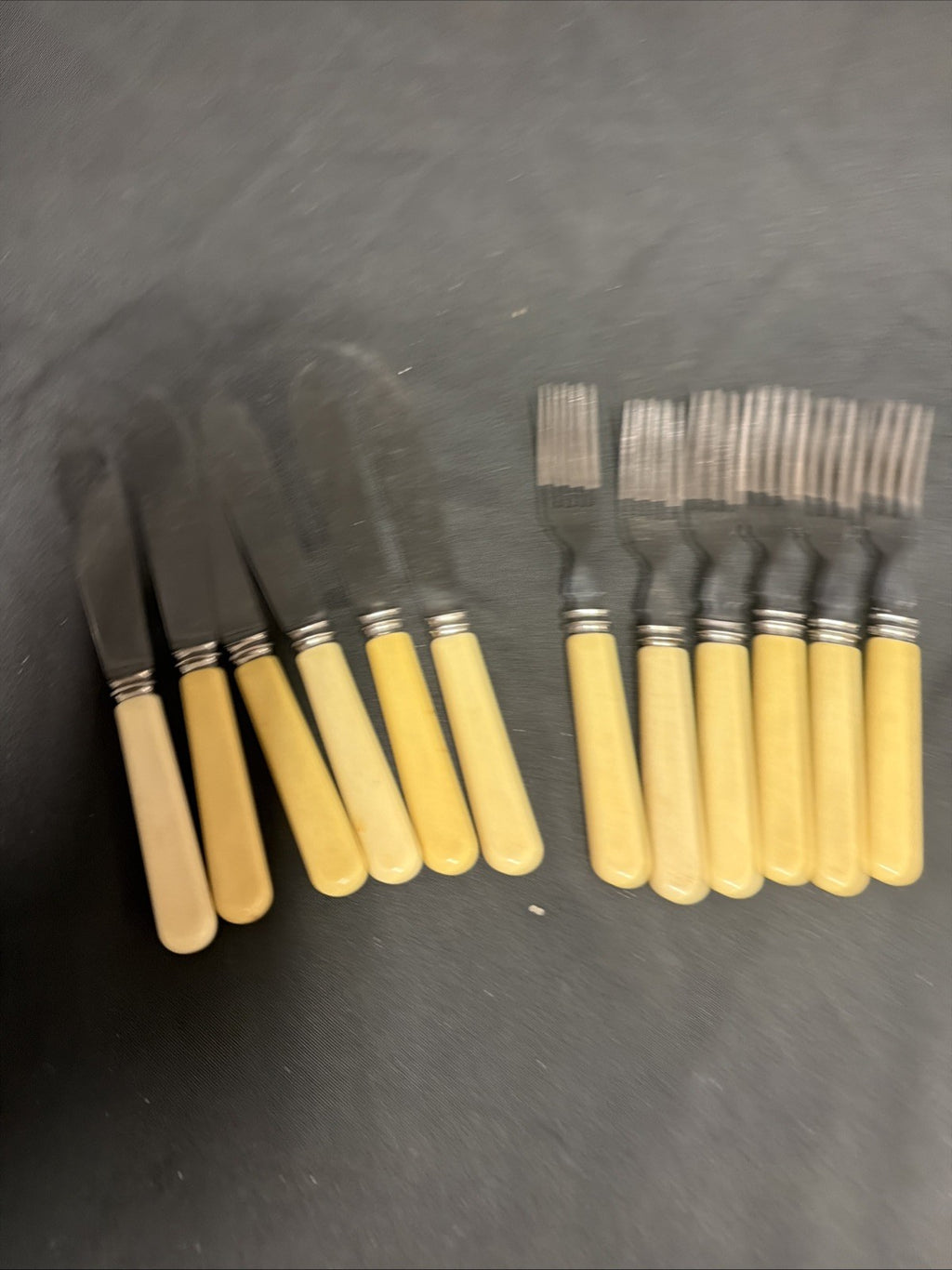 English Sheffield Stainless Steel Vintage Fish Cutlery set 12 pieces - (1834)