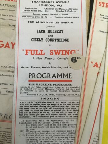 The Strand The Palace The Saville Theatre London Programmes 1940's x 5 - (2949)
