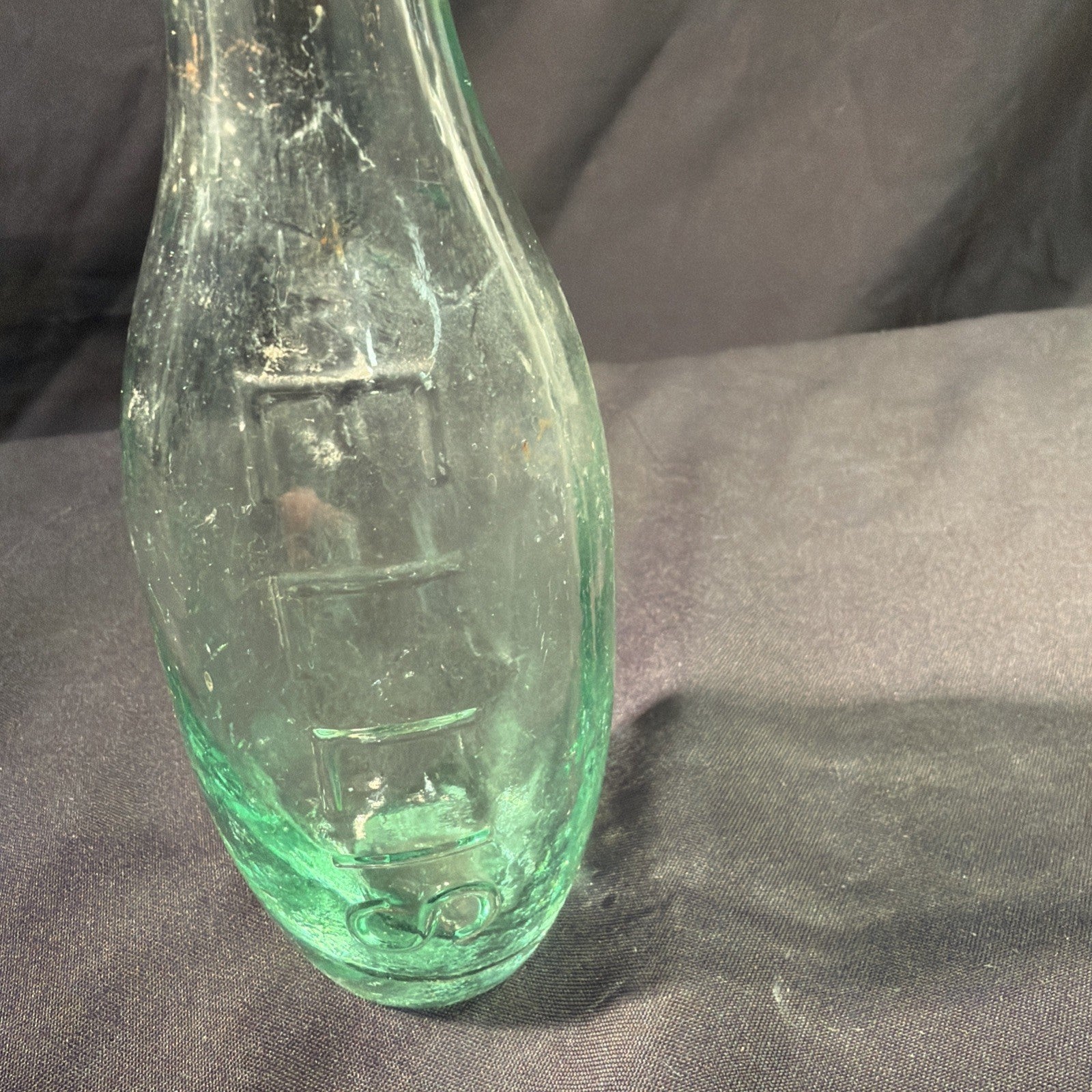 Antique Glass Bottle Ellis Ruthin Torpedo bottle 19cm tall 1890's - (2011)