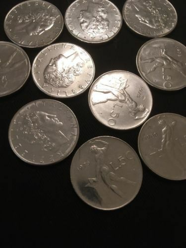 Italy 50 Lira L.50 coins Blacksmith Vulcan God x 10 Italian 70's / 80's -  (2822)