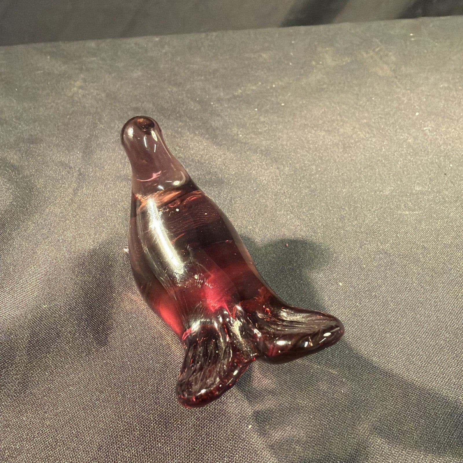 Murano Glass Seal Pink Glass 10cm Vintage 1960's - (2083)