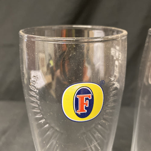 2X Fosters Etched Pint Glasses Lager Drinks Home Bar Pub Party (1335